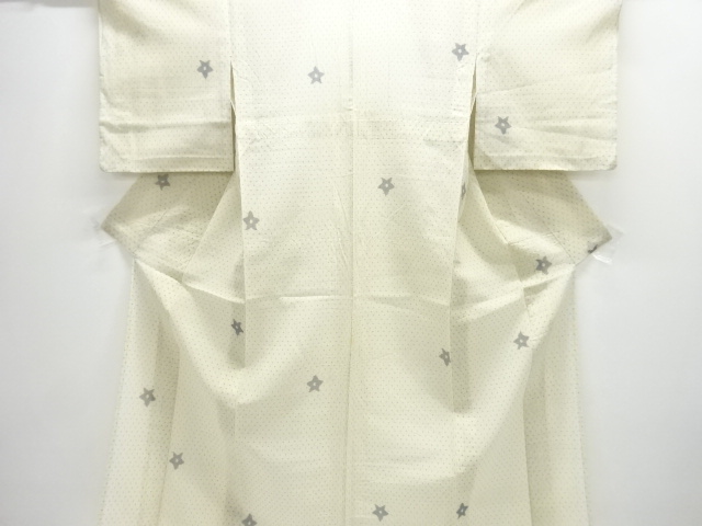 JAPANESE KIMONO / ANTIQUE KIMONO FOR SUMMER / SILK / WOVEN FLOWERS & CROSS KASURI
